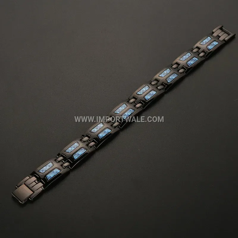 Geometric Titanium Steel Cat-Eye Gemstone Chain Bracelet