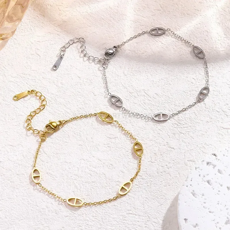 Bold 14K Gold Plated Titanium Steel Layered Chain Link Bracelet