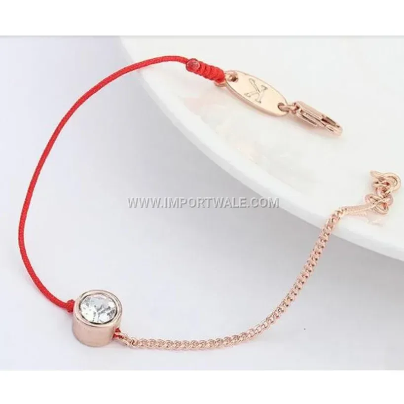 Minimalist Crystal Inlaid Red Thread Charm Bracelet