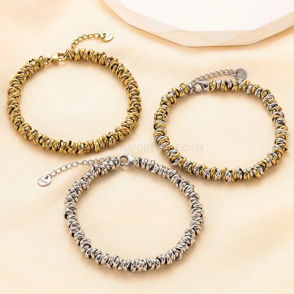 Interlocking Circular Ring Link Stainless Steel Bracelet