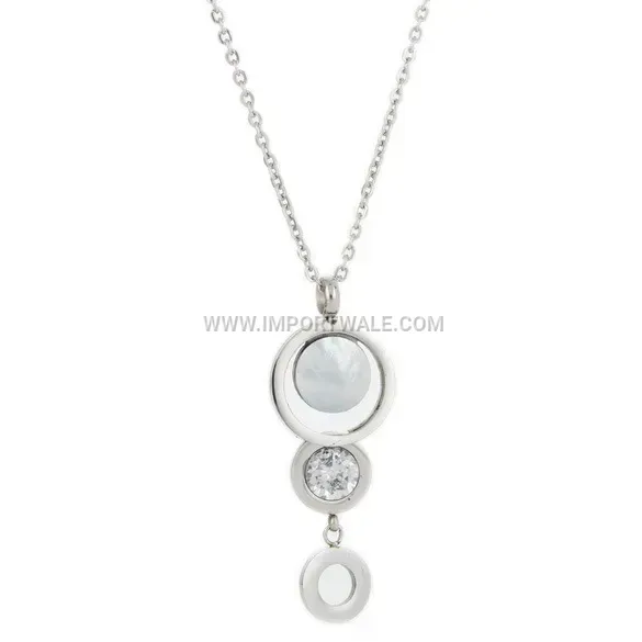 Multi-Layer Cutout Rhinestone Stainless Steel Sweater Chain Necklace