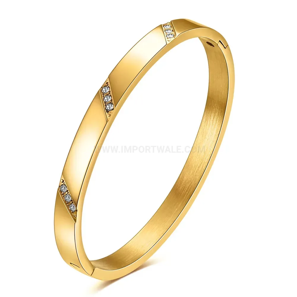 Stylish Beveled Crystal Stainless Steel Bangle Bracelet