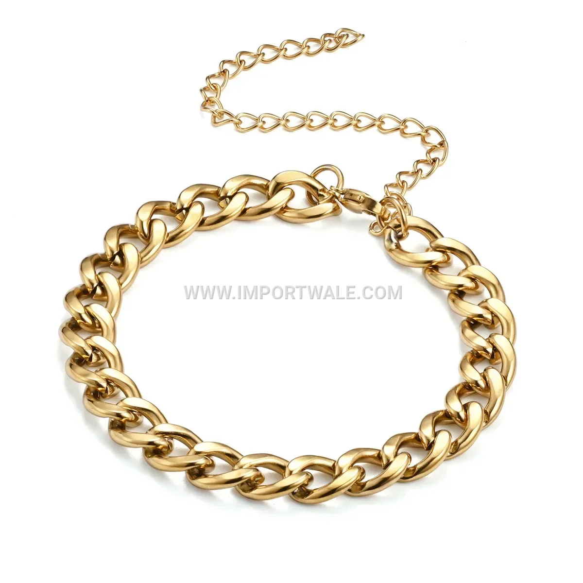 Stainless Steel Cuban Link Chain Anklet with Extension