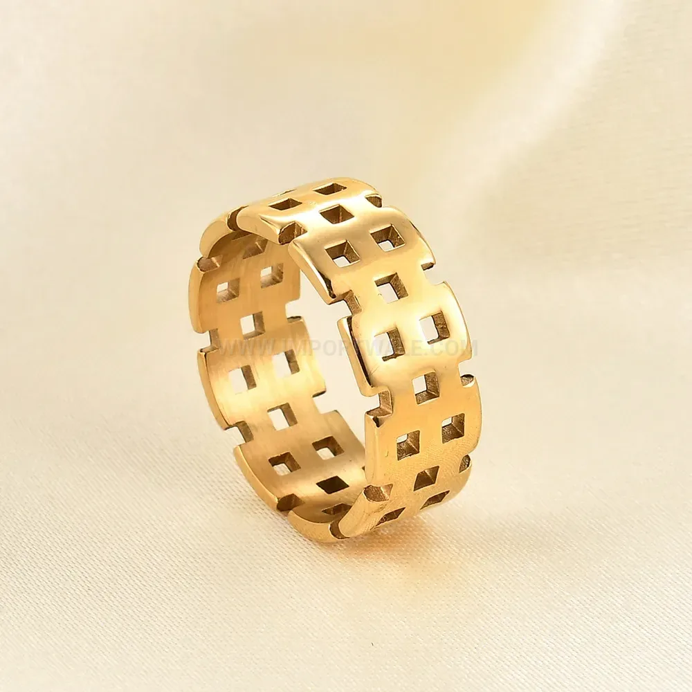 Modern Hollow Watch Strap Style Stainless Steel Band Ring