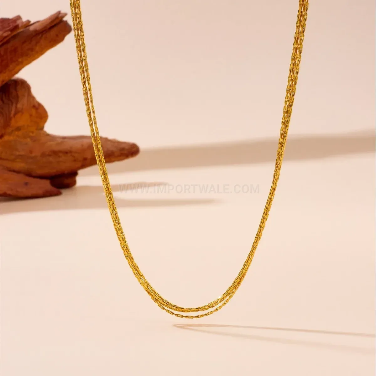 Layered Stainless Steel Geometric Sweater Chain Necklace