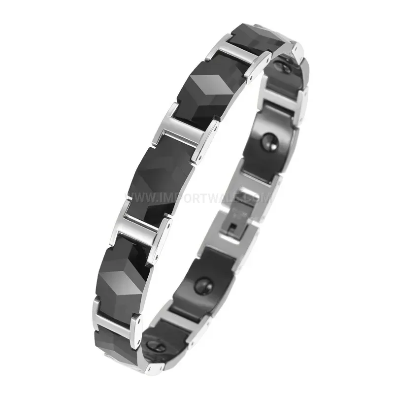 Black Ceramic Titanium Steel Bio Magnetic Bracelet for Men and Women