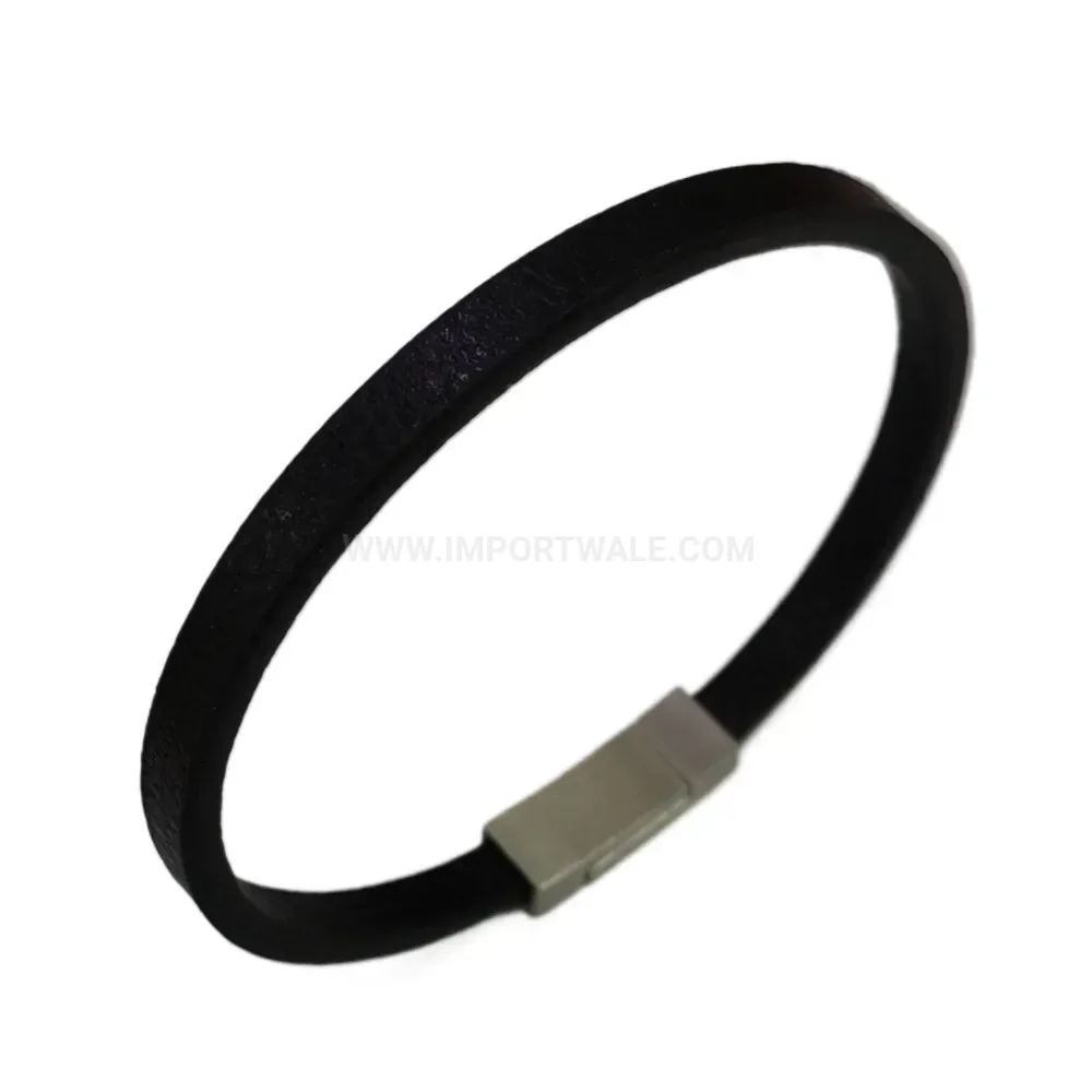 Minimalist Leather Band Bracelet with Stainless Steel Clasp
