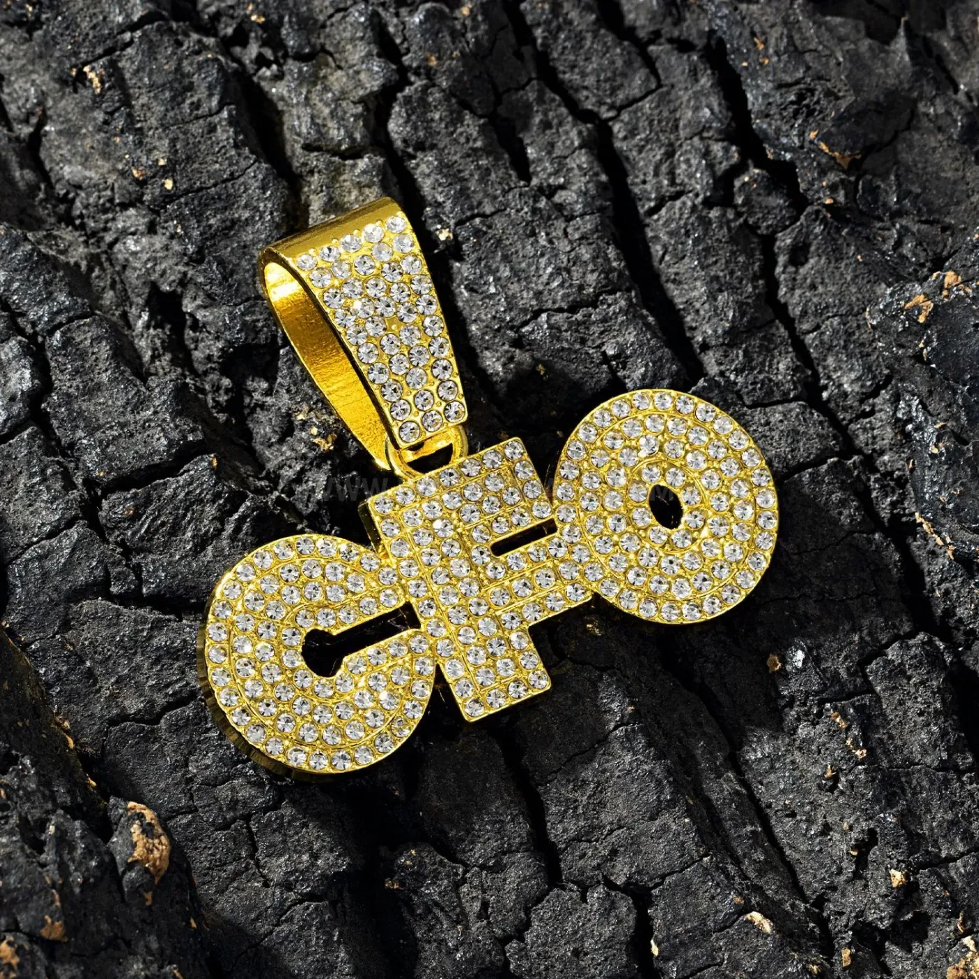 Stylish Rhinestone Letter CFO Pendant Alloy Cuban Chain Necklace