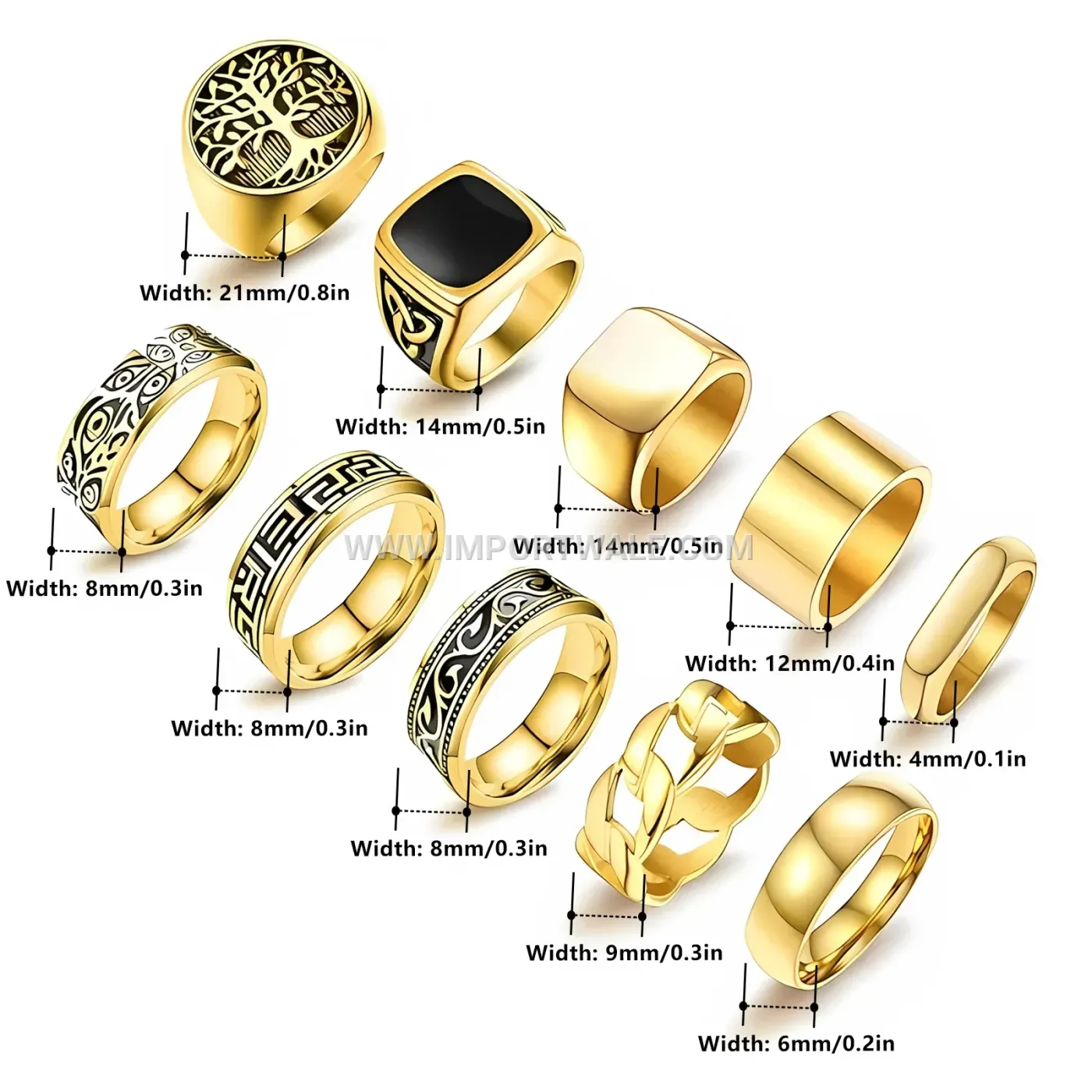 Vintage Geometric Stainless Steel Band Ring Set