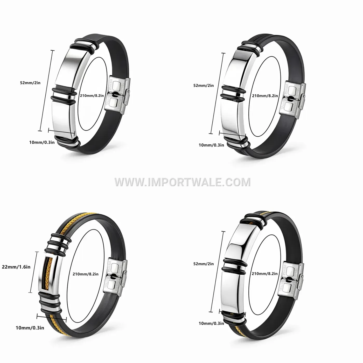 Stainless Steel and Silicone Adjustable Cross Bracelet