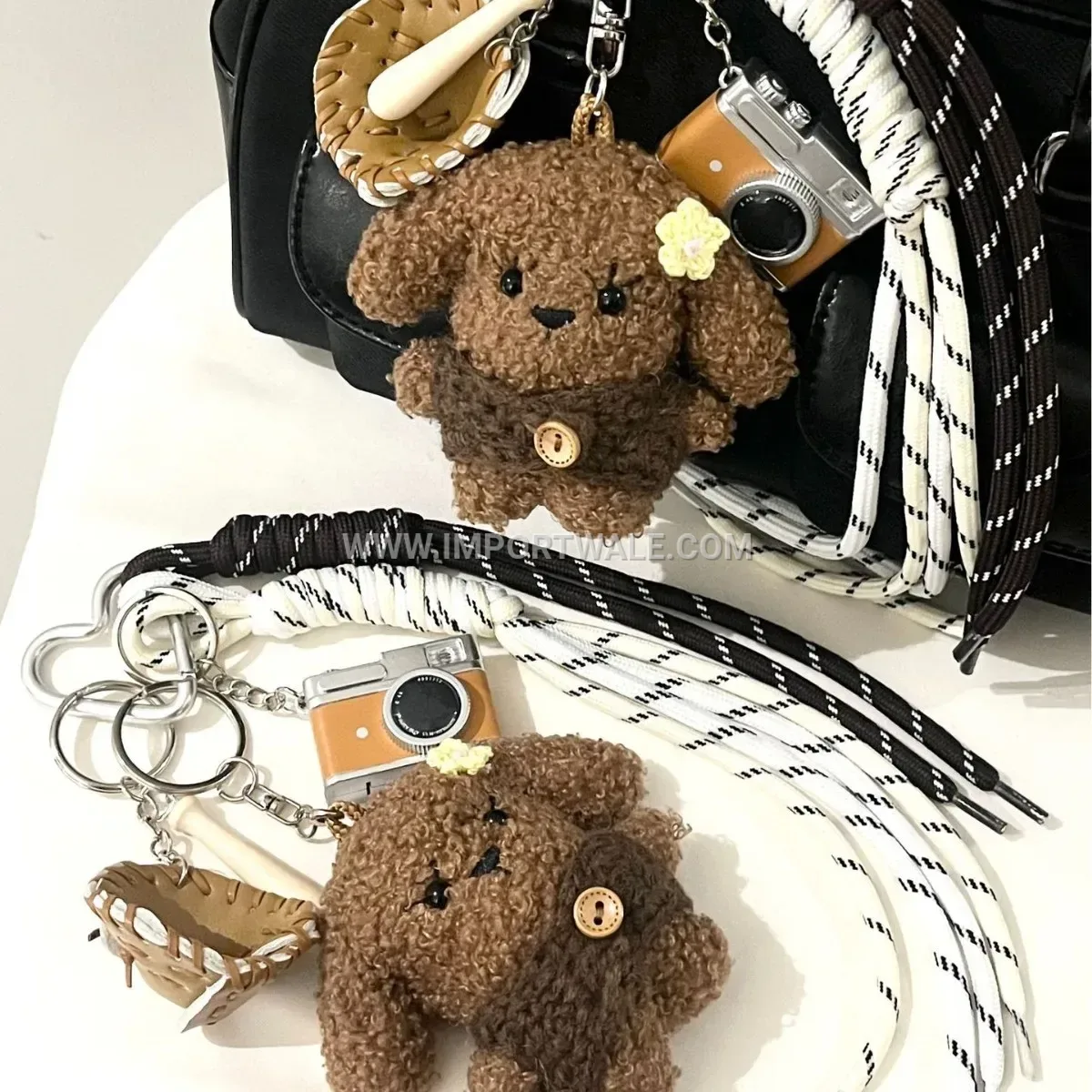 Retro Plush Teddy Dog Bag Creative Key chains Keychain