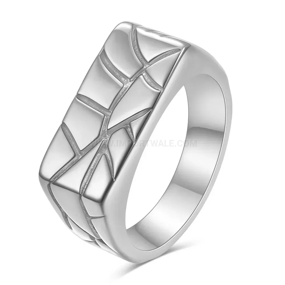 Elegant Geometric Textured Stainless Steel Polished Band Ring