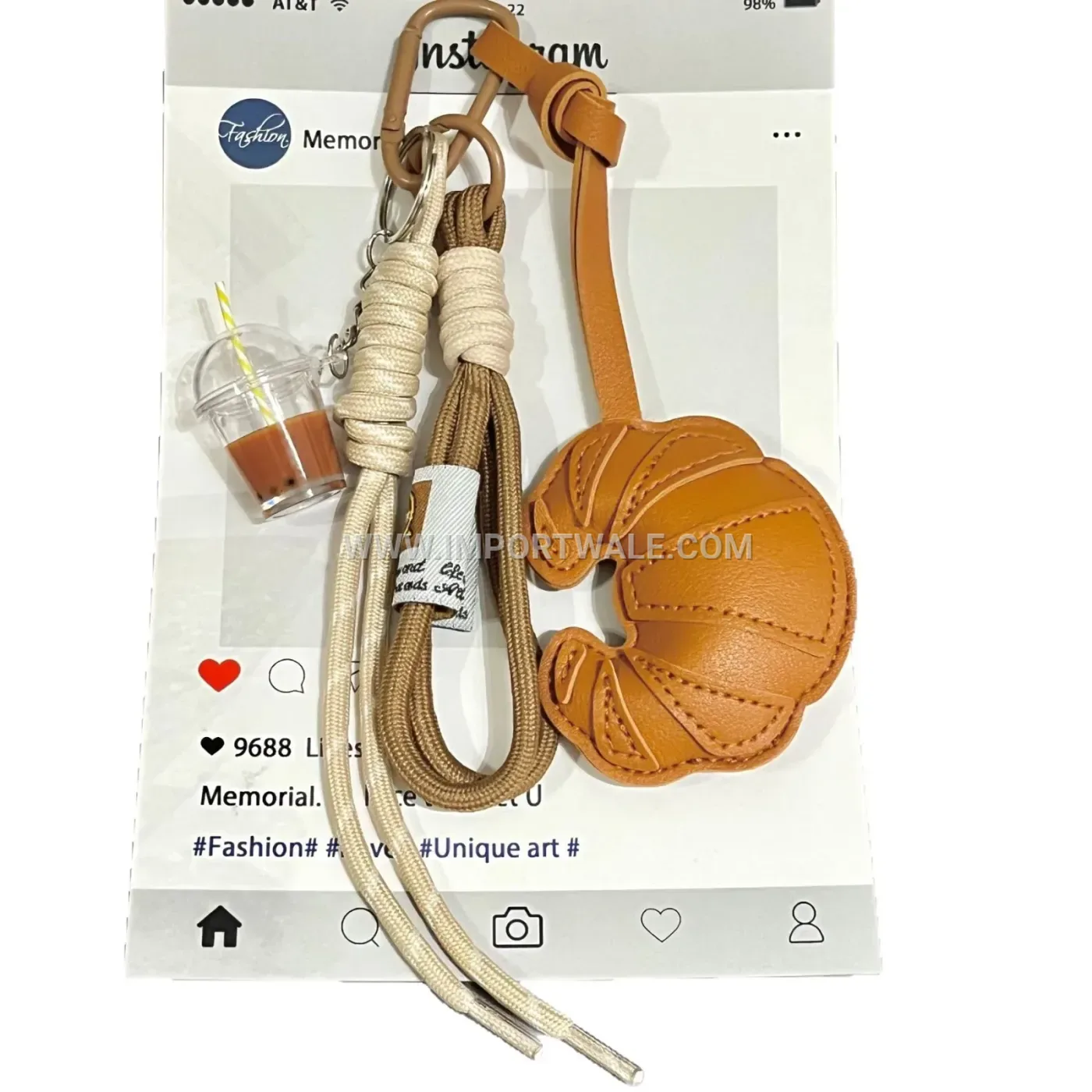 Woven Rope Croissant And Ice Cream Bag Charm