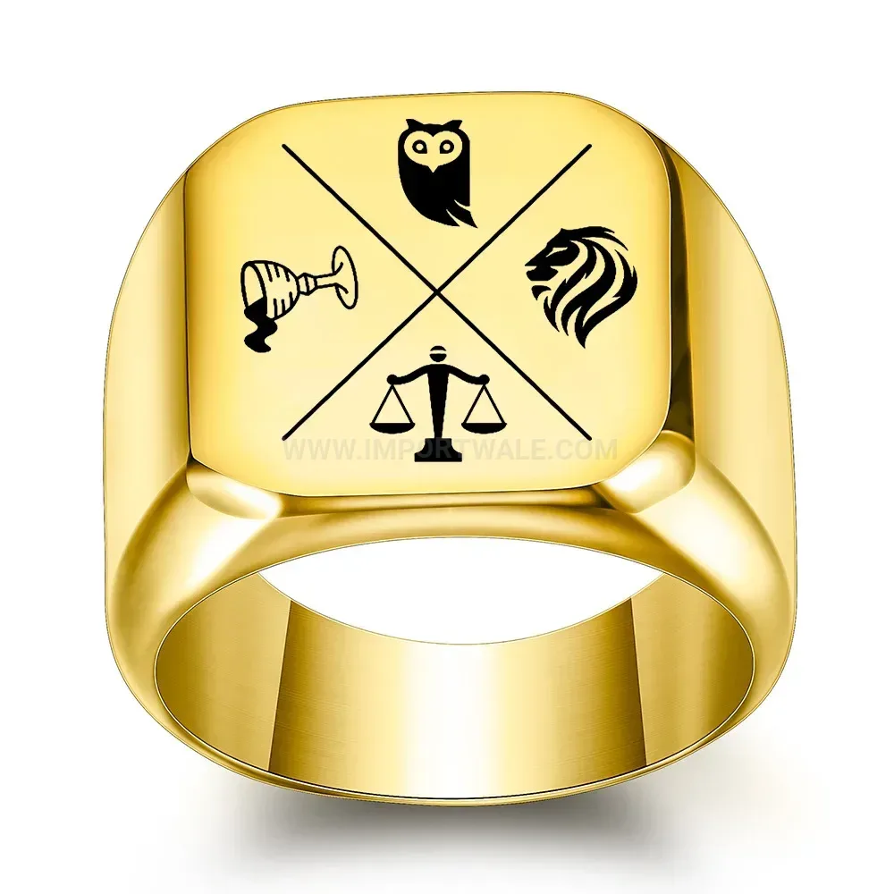Bold Laser Engraved Minimalist Animal Motif Stainless Steel Band Ring
