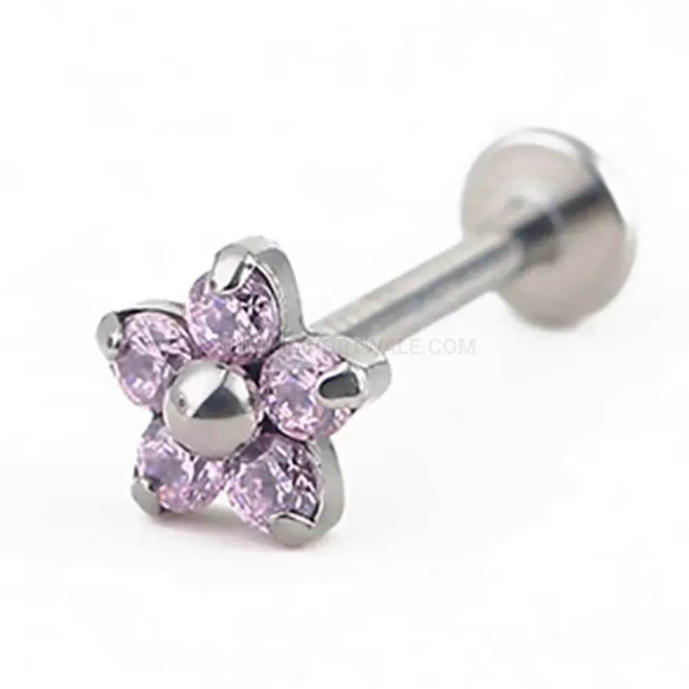 Chic Titanium Opal Zircon Floral Cartilage Piercing Earrings