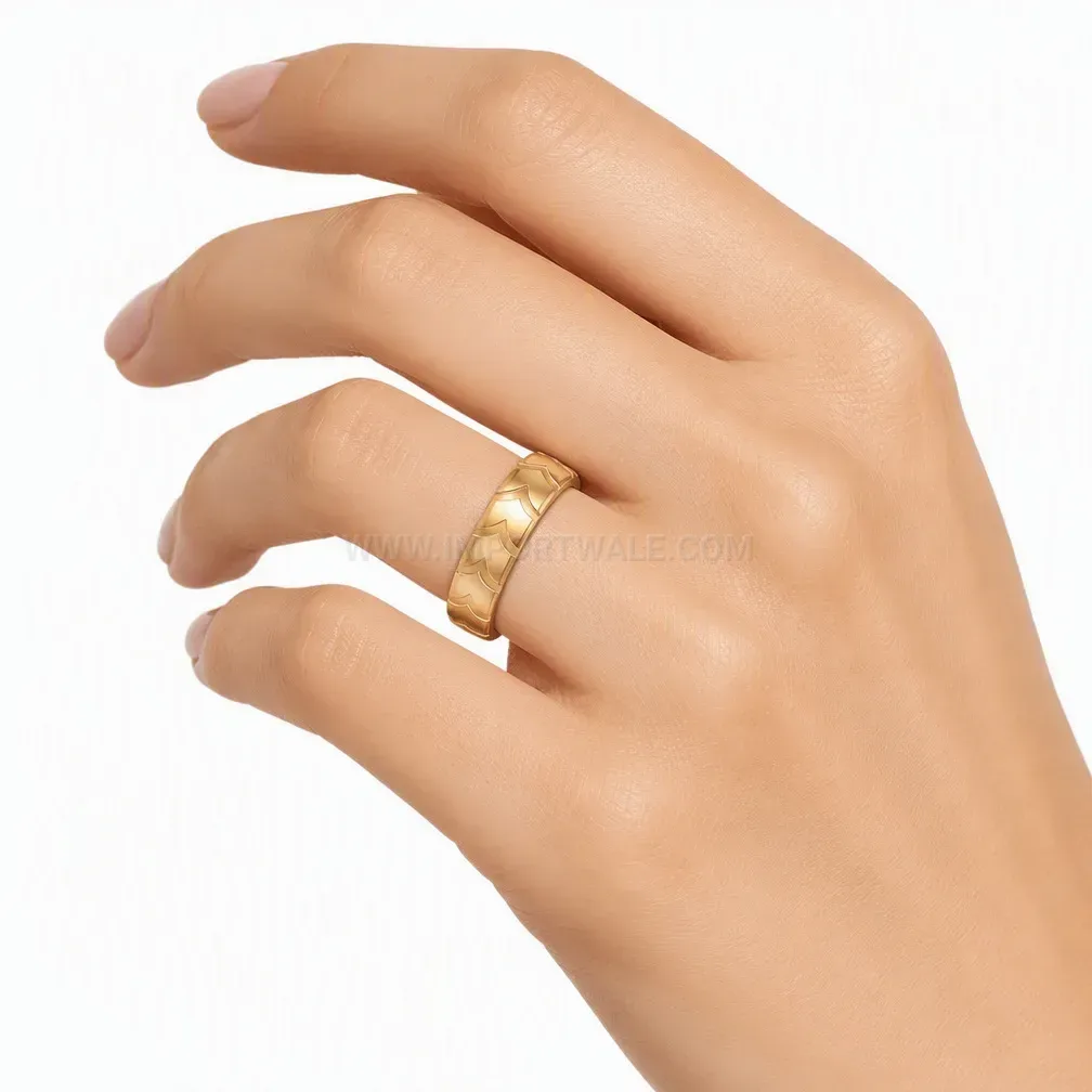 Designer Textured Tire Tread Band Stainless Steel Unisex Ring