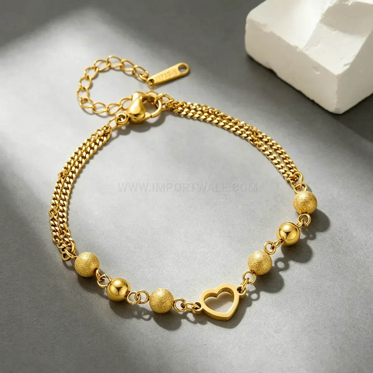 Premium Stainless Steel Hollow Heart Bead Chain Jewelry Set