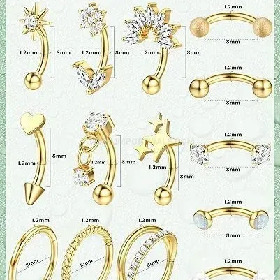Chic Stainless Steel Floral Opal and Zircon Piercing Stud Earring Set