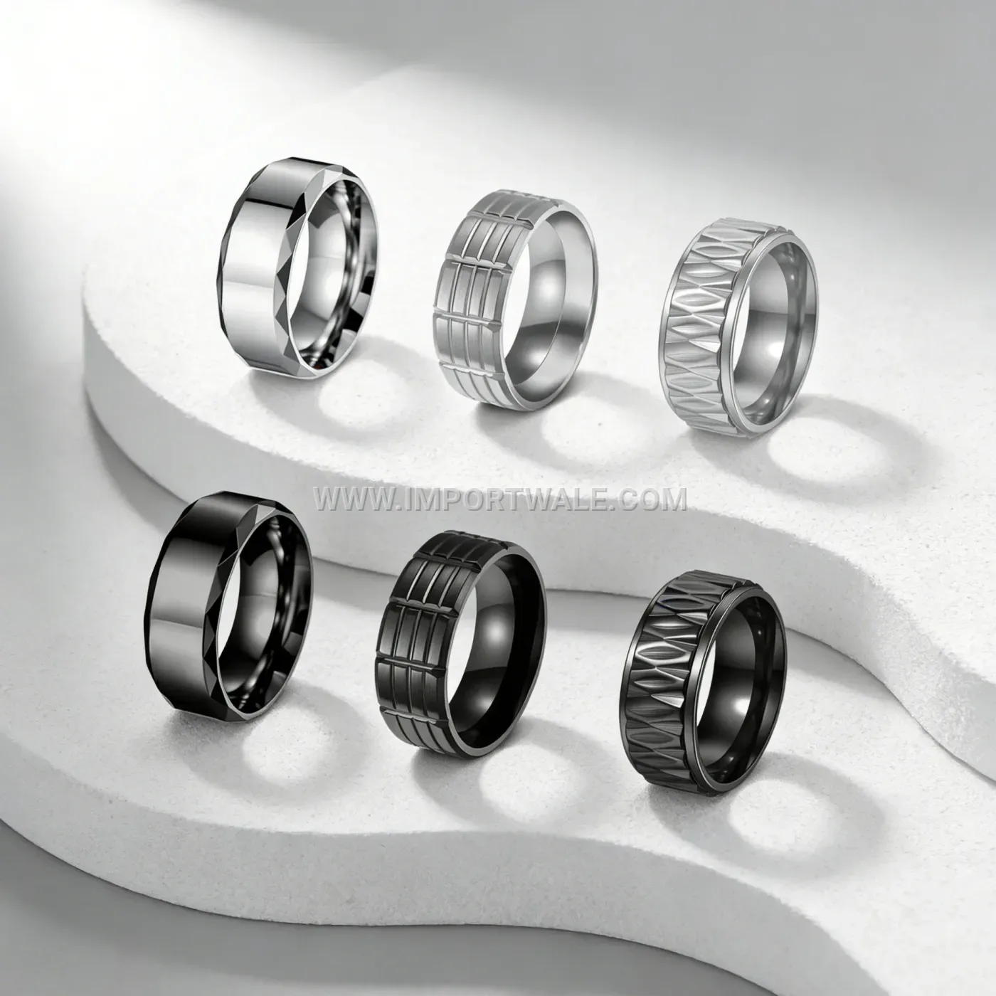 Dual Tone Enamel Inlay Titanium Steel Ring