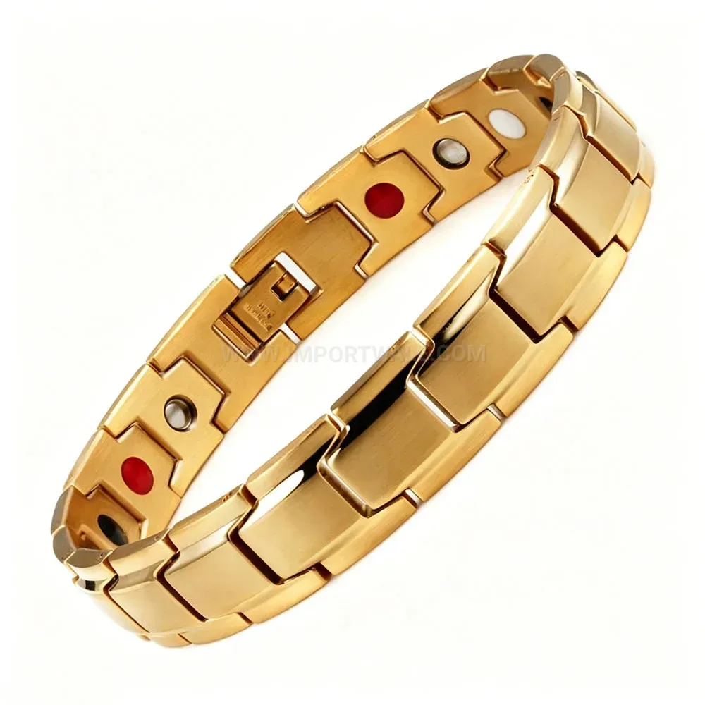 Men Beveled Stainless Steel Energy Link Bracelet