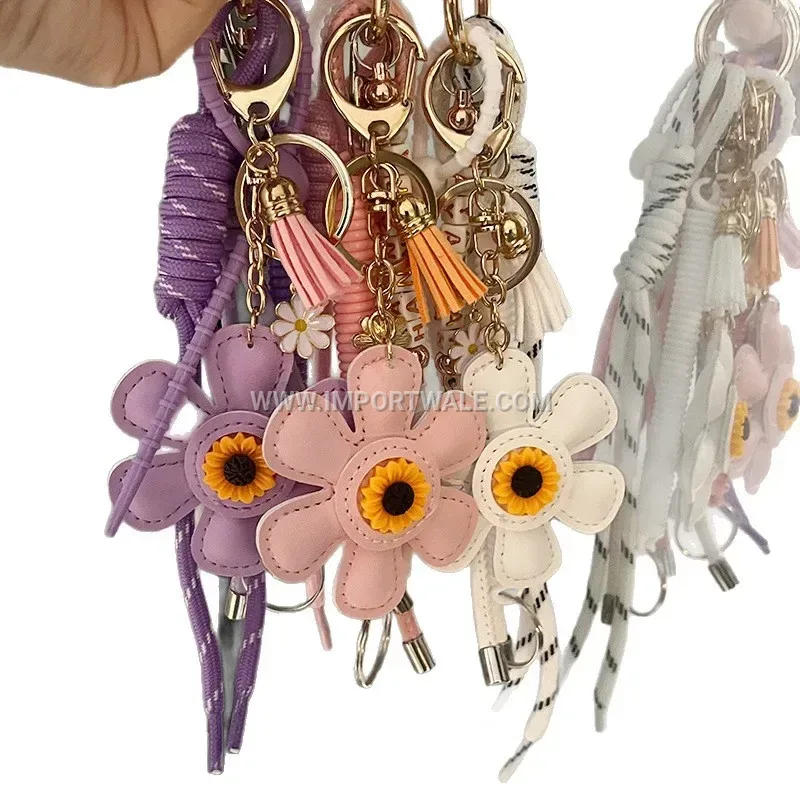Woven Rope Sunflower Keychain Bag Charm