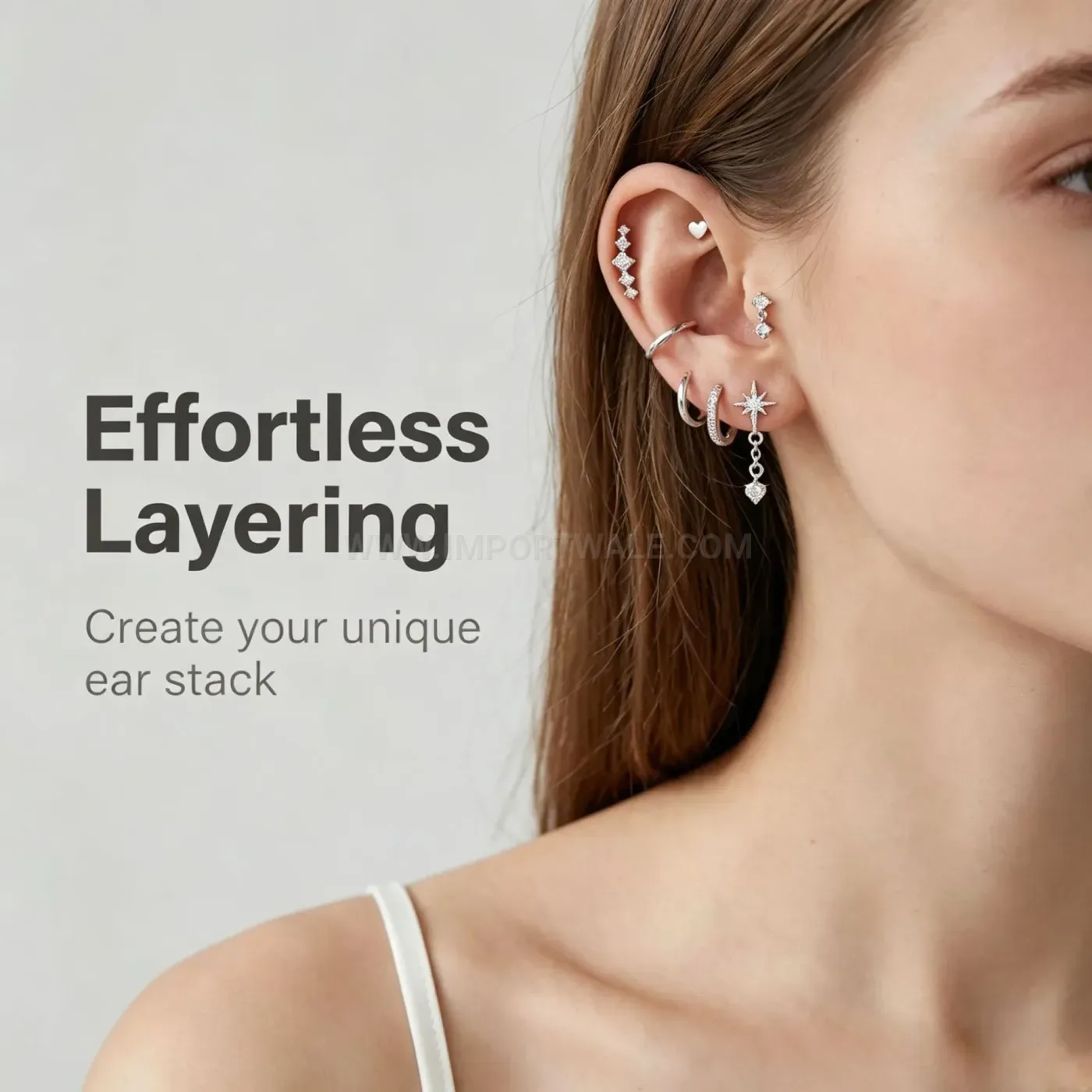 Designer Geometric Stainless Steel Stacking Hoop and Cartilage Piercing Set