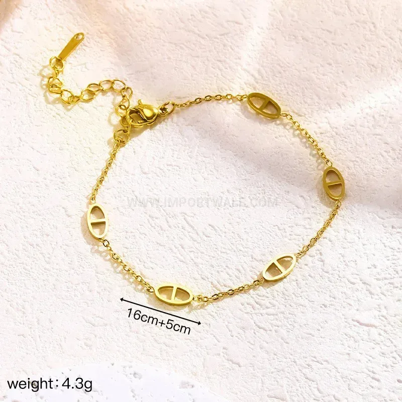 Bold 14K Gold Plated Titanium Steel Layered Chain Link Bracelet