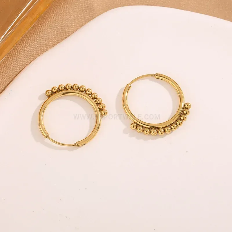 Trendy Sleek Geometric Circle Titanium Steel Hoop Earrings