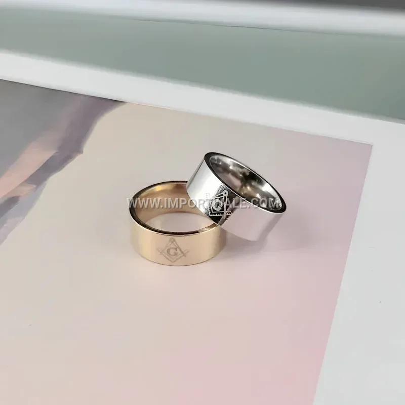 Flat Surface Stainless Steel Masonic Band Ring