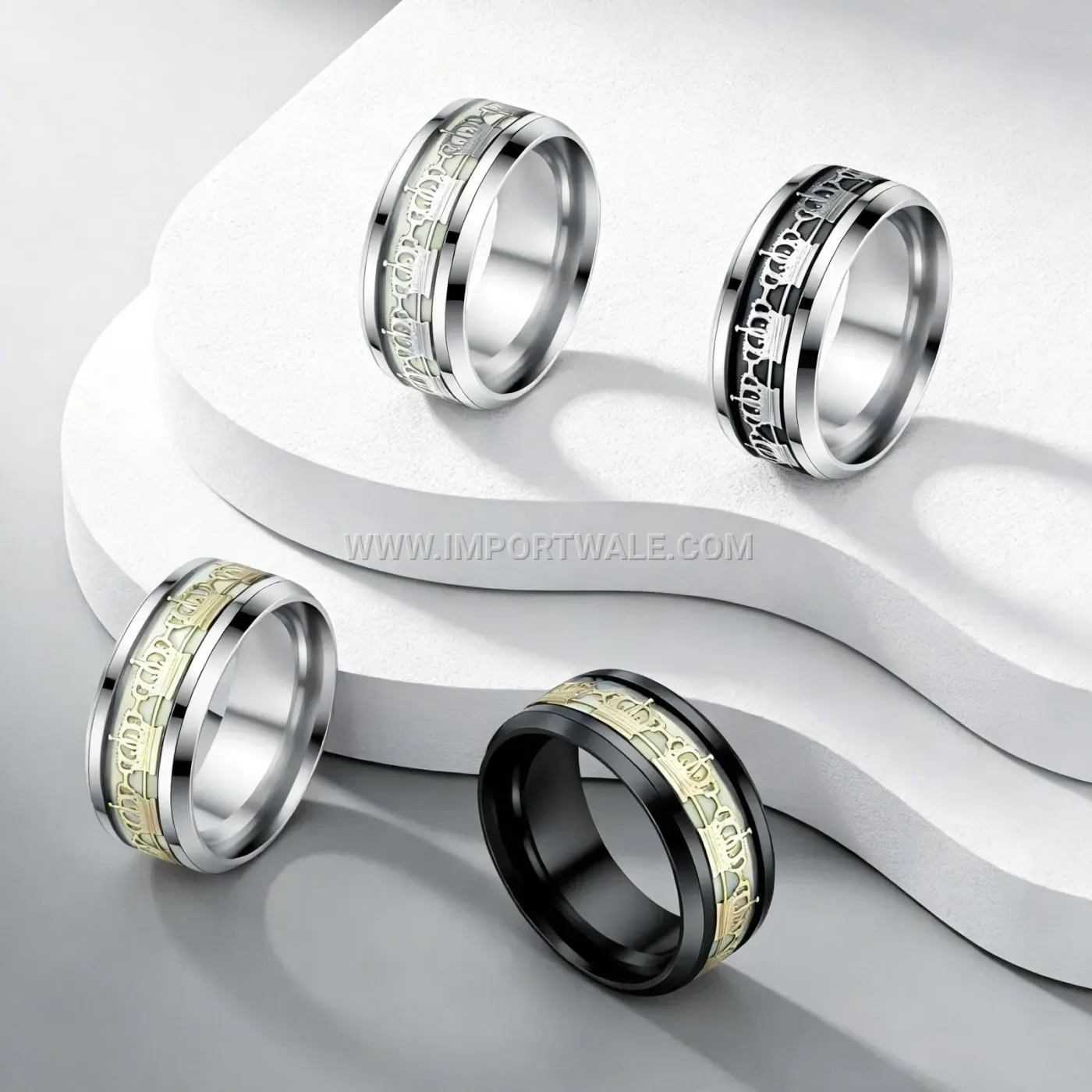 Luminous Crown Stainless Steel Gear Motif Ring