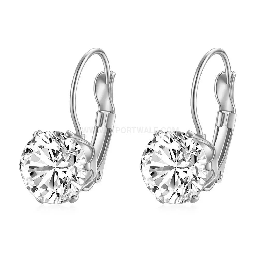 Fashion Sparkling Cubic Zirconia Drop Stainless Steel Earrings