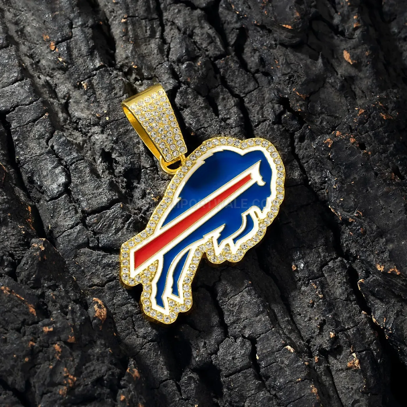 Iced Out Football Team Pendant with Cuban Chain Collar