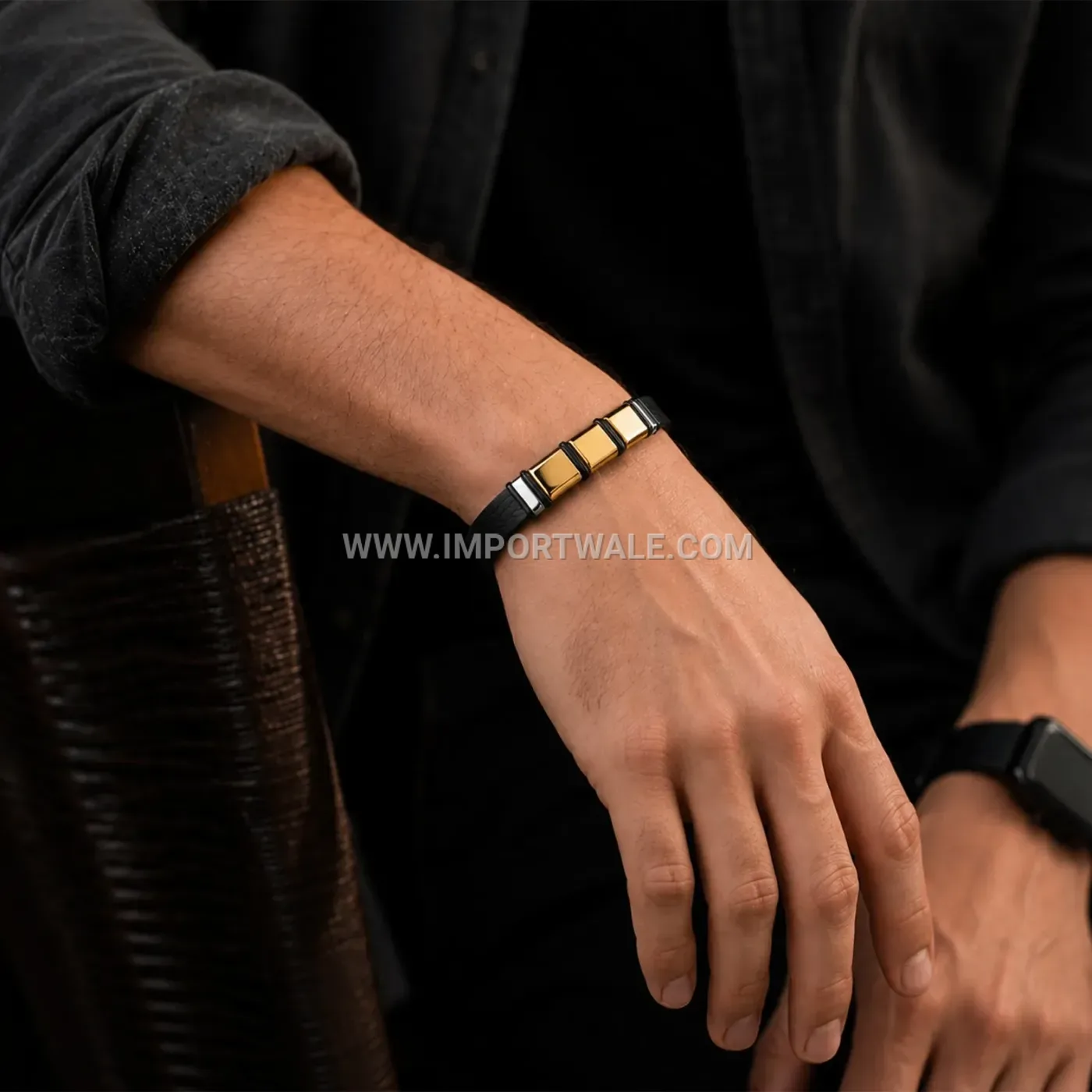 Multicolor Stainless Steel Silicone ID Curved Bracelet