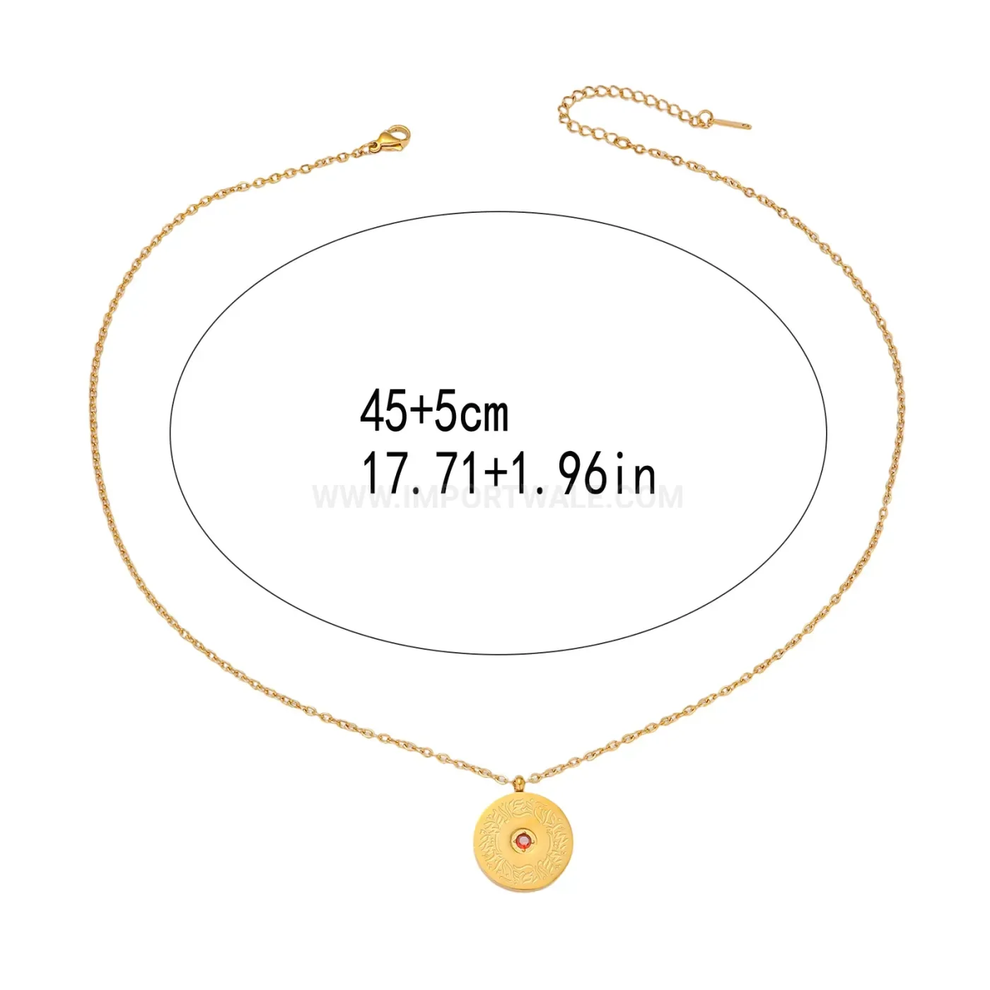 Chic Stainless Steel Ayatul Kursi Arabic Script Pendant Necklace with Red Zircon