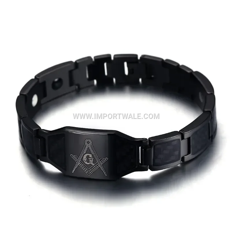 Men's Titanium Steel Carbon Fiber Magnetic Link Bracelet