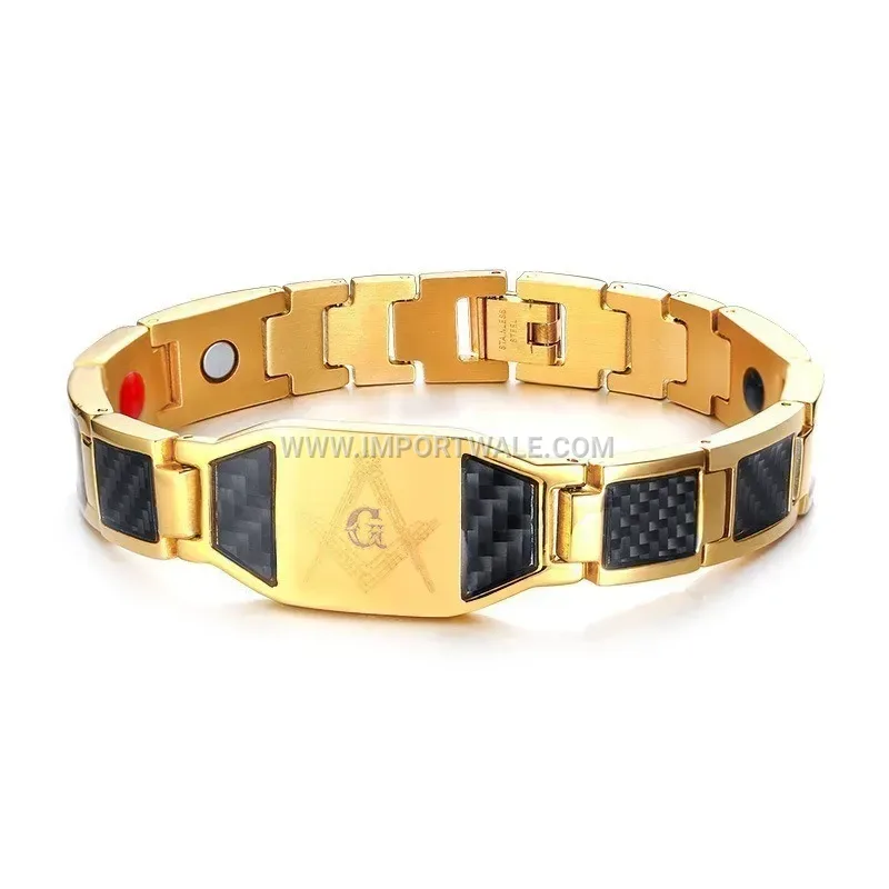 Men's Titanium Steel Carbon Fiber Magnetic Link Bracelet