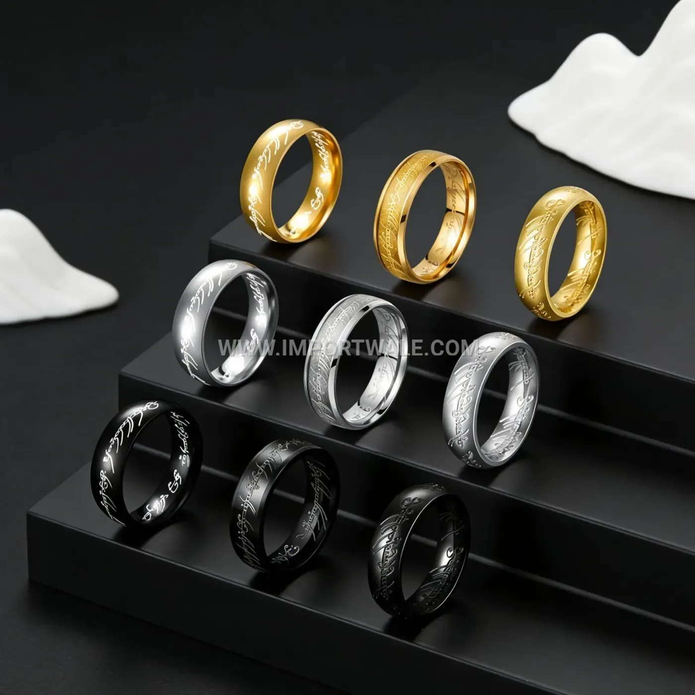 Single Crystal Cross Inset Stainless Steel Ring