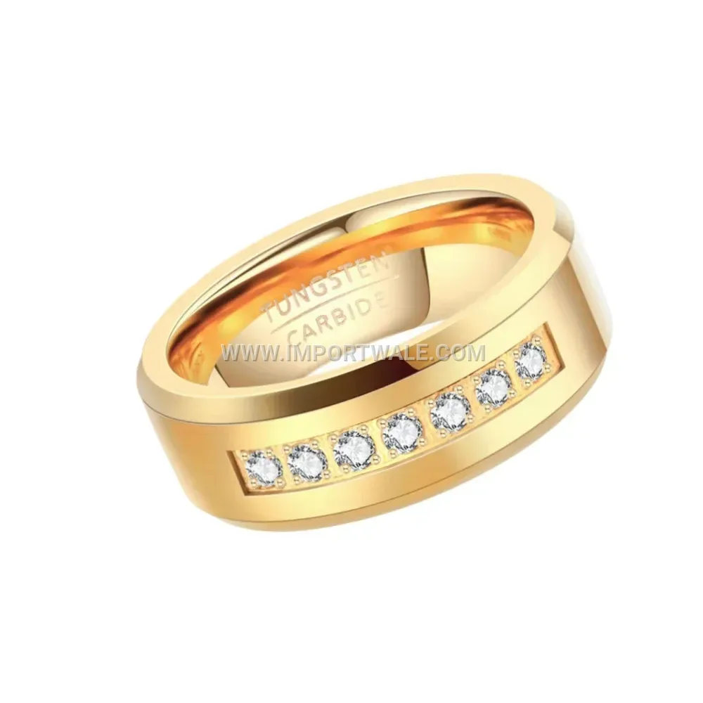 18K Gold Plated Stainless Steel Geometric Crystal Accent Ring