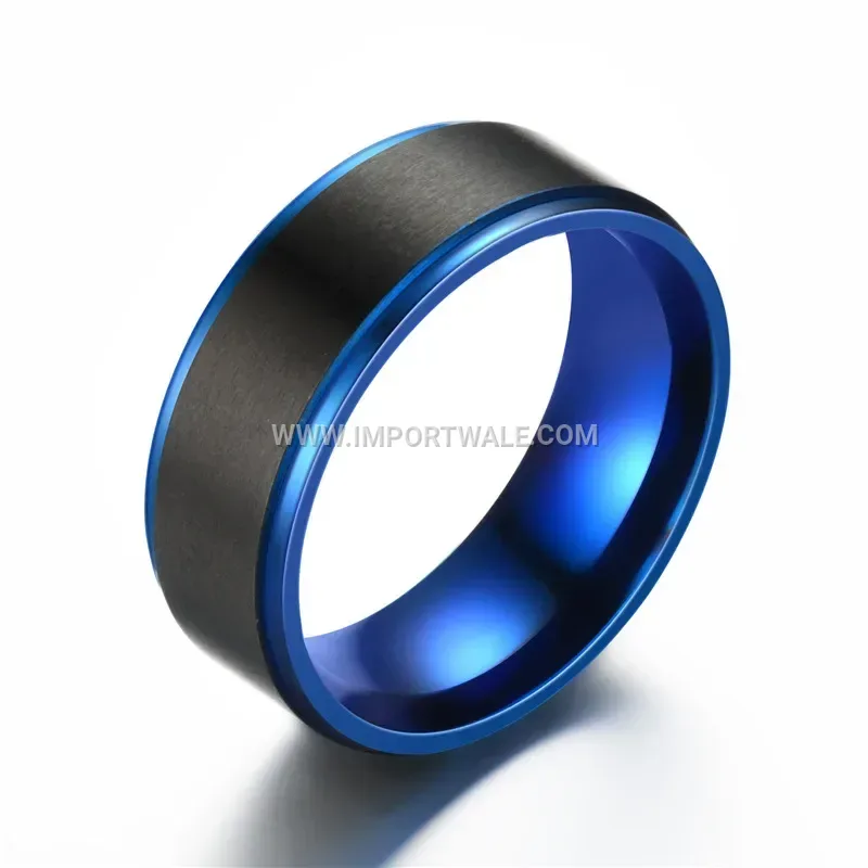 Two-Tone Stepped Stainless Steel Band Ring for Men