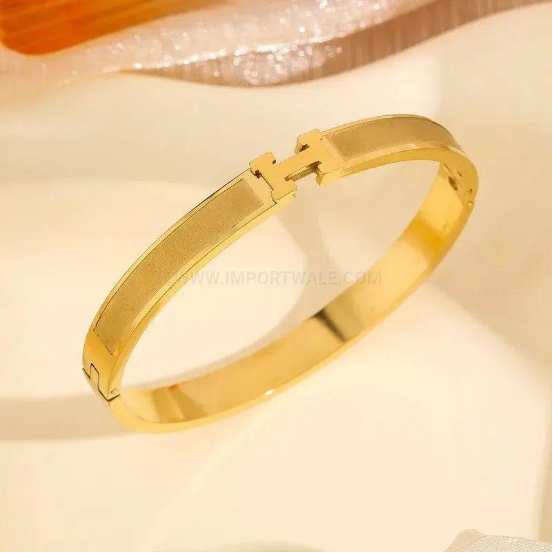 Premium Titanium Steel H Letter Bangle Bracelet