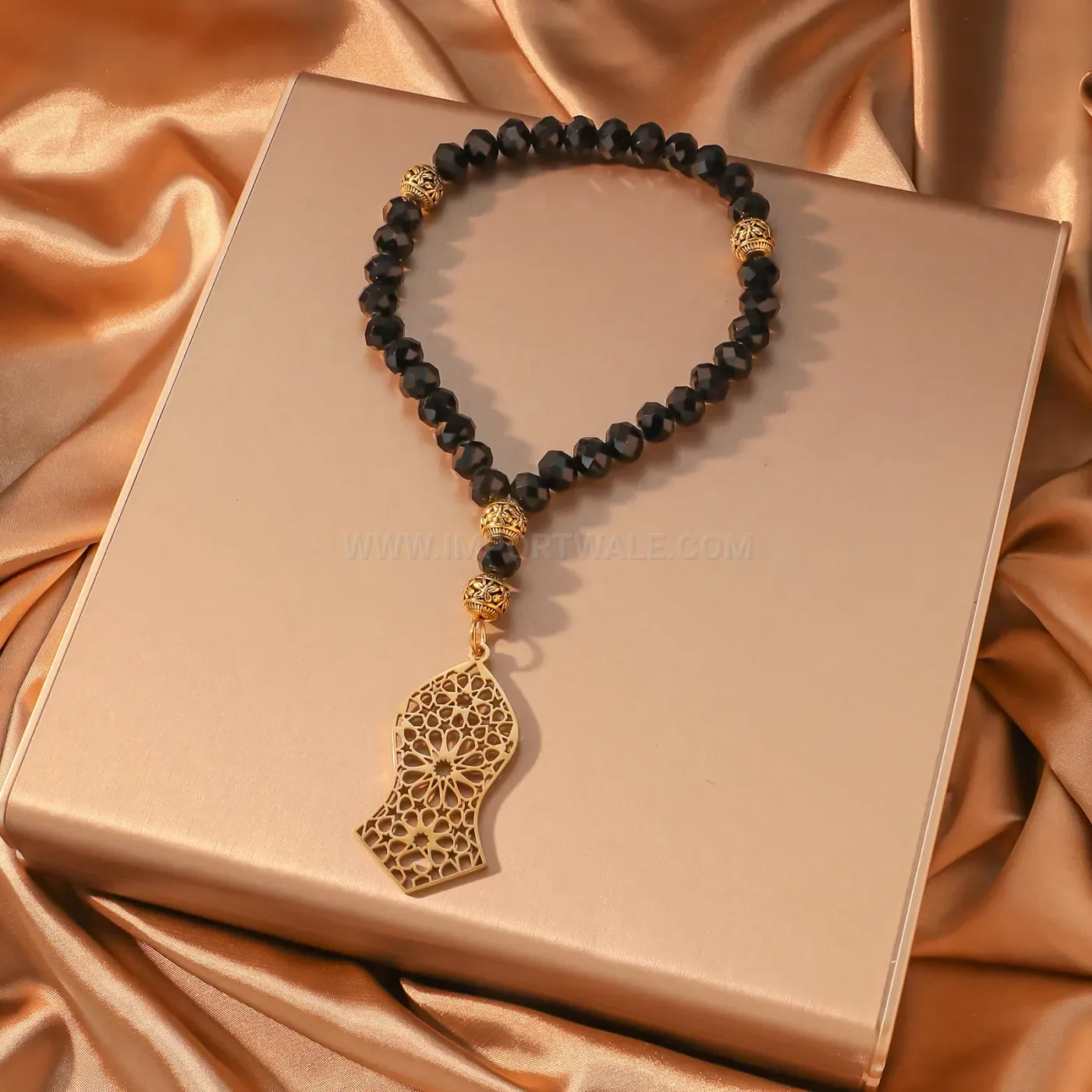 Hollow Out Stainless Steel Islamic Geometric Arabesque Talisman Pendant Necklace