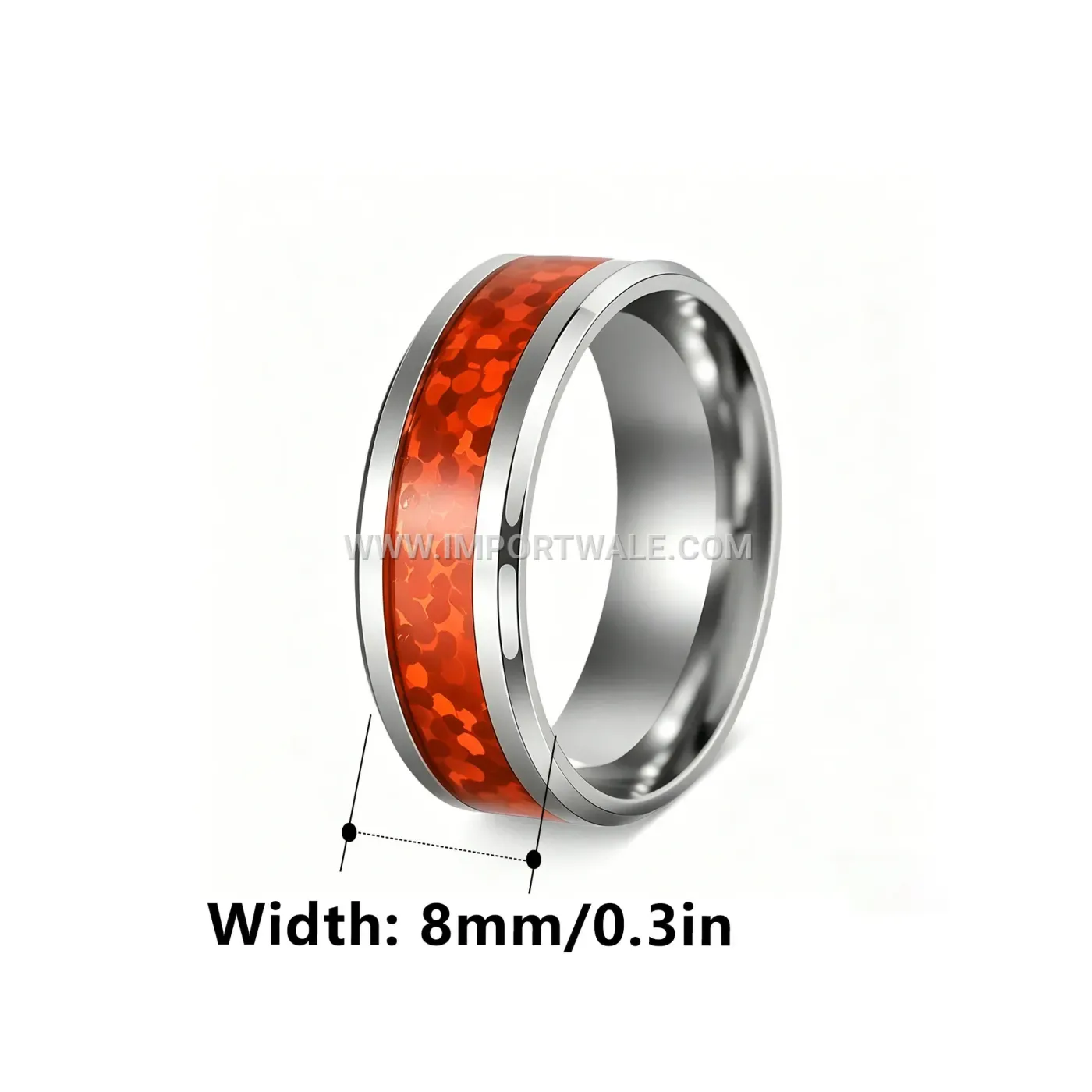 Inlaid Faux Opal Stainless Steel Couple Band Ring