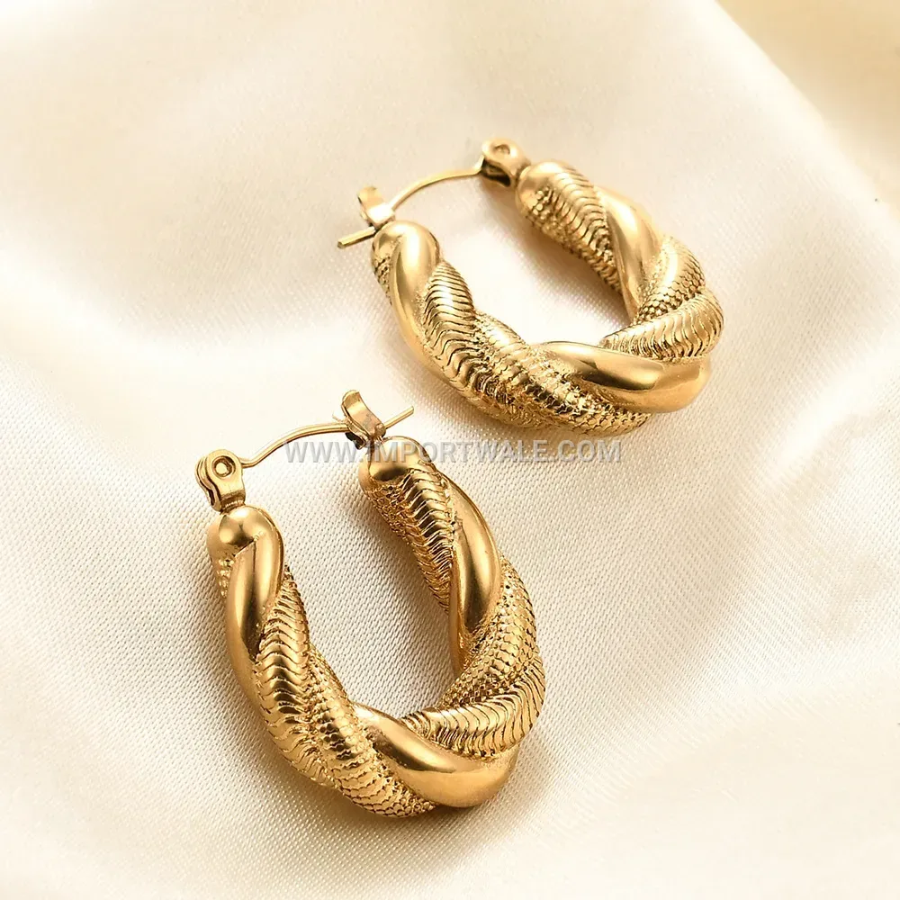Double Layer Twisted Snake Chain Stainless Steel Earrings