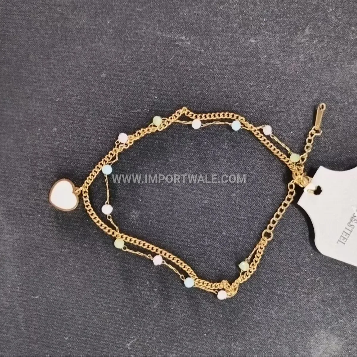 Bohemian Gold Stainless Steel Colorful Bead Anklet