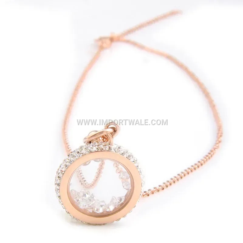 Hollow Heart Stainless Steel Rhinestone Clavicle Chain Necklace