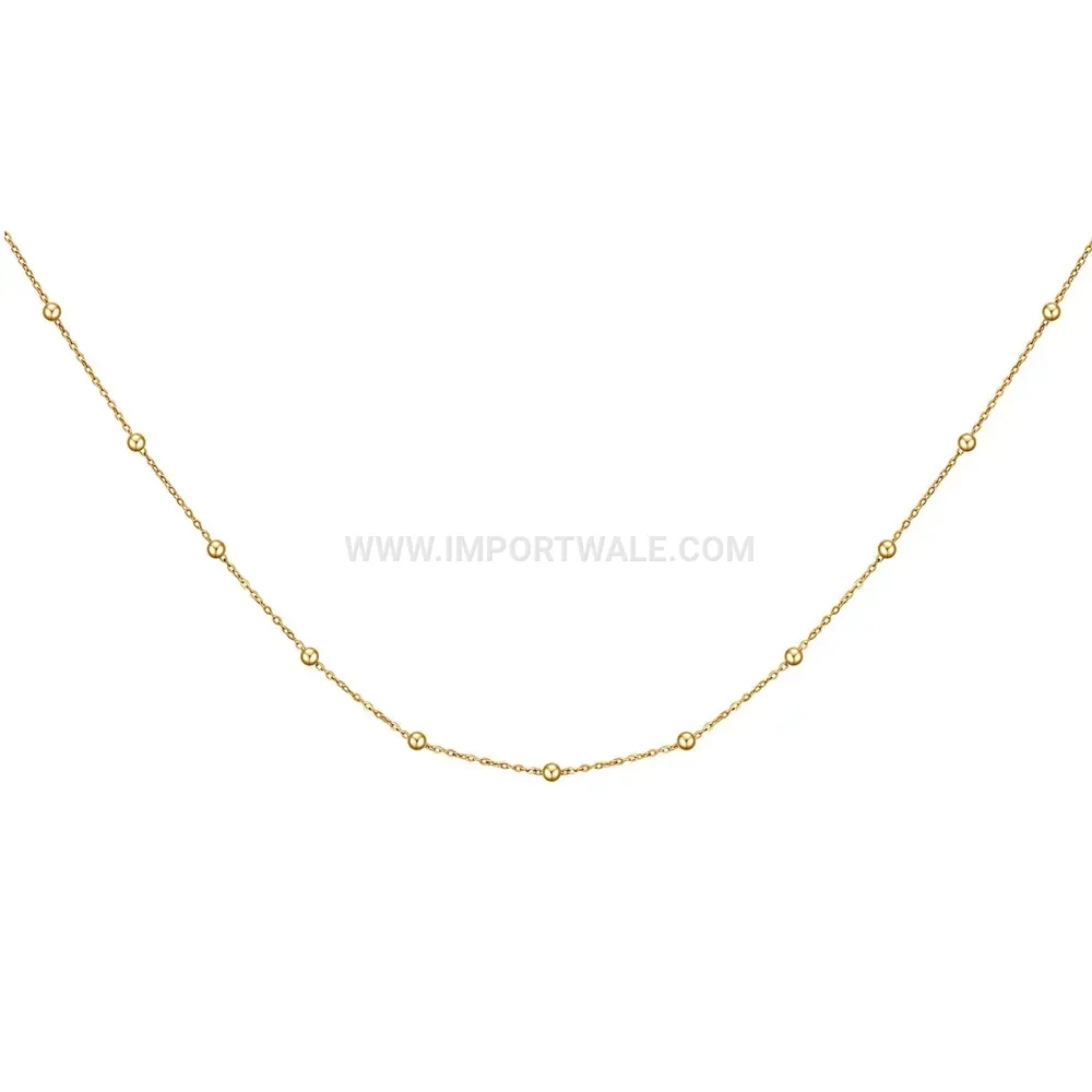 Minimalist Stainless Steel O-Chain Necklace with Bead Accent