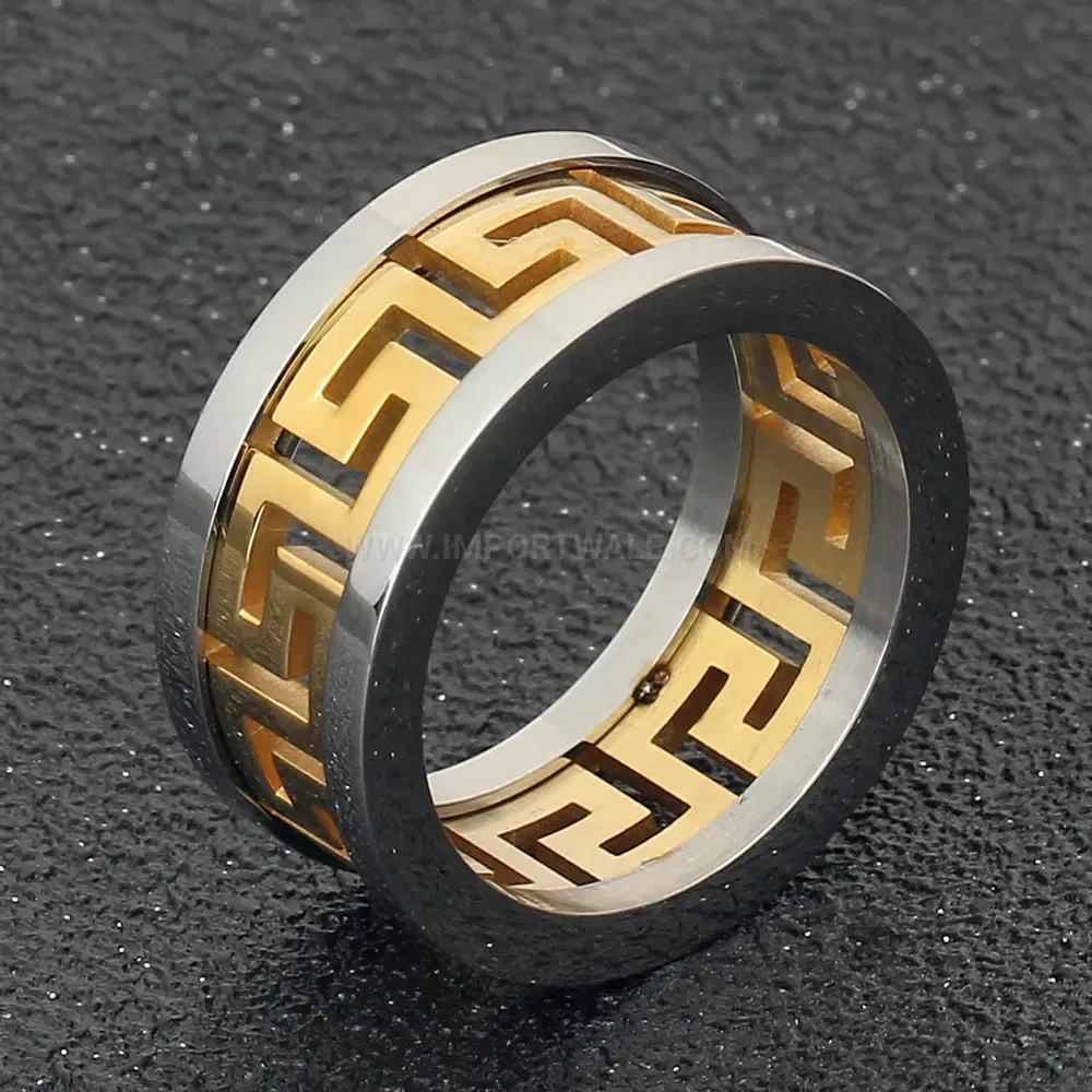 Stylish Cutout Lattice Motif Stainless Steel Statement Ring