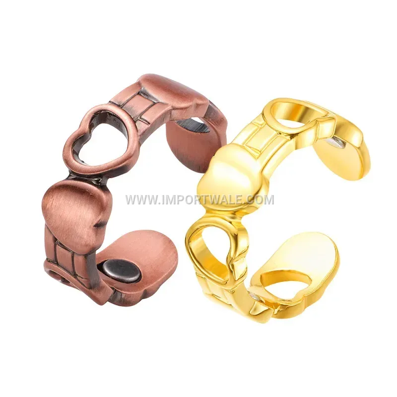 Cutout Open Heart Pure Copper Magnetic Therapy Ring
