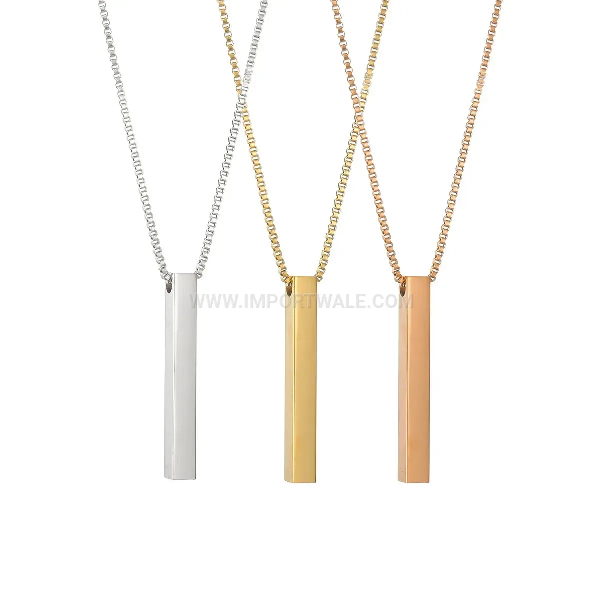 Geometric Vertical Bar Pendant Stainless Steel Unisex Necklace