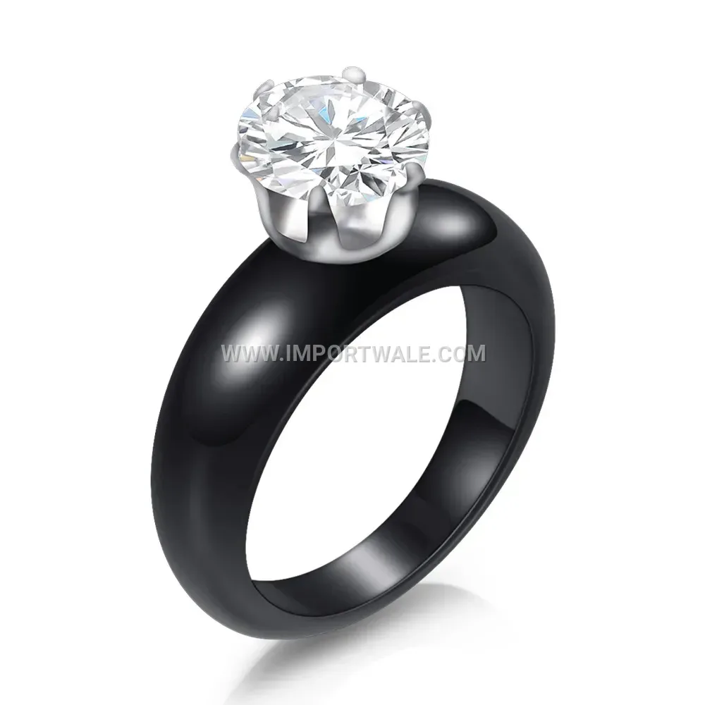 Bold 8mm Ceramic Statement Ring Inlaid with Sparkling Zirconia